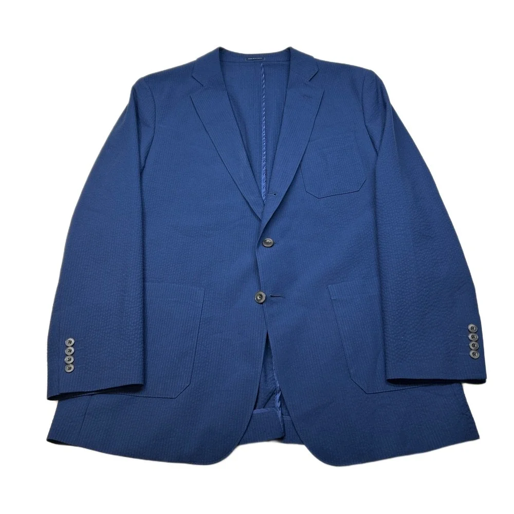 Stafford Textured Sport Coat Mens 46R 46 Blue Classic Fit‎ Cotton Stretch